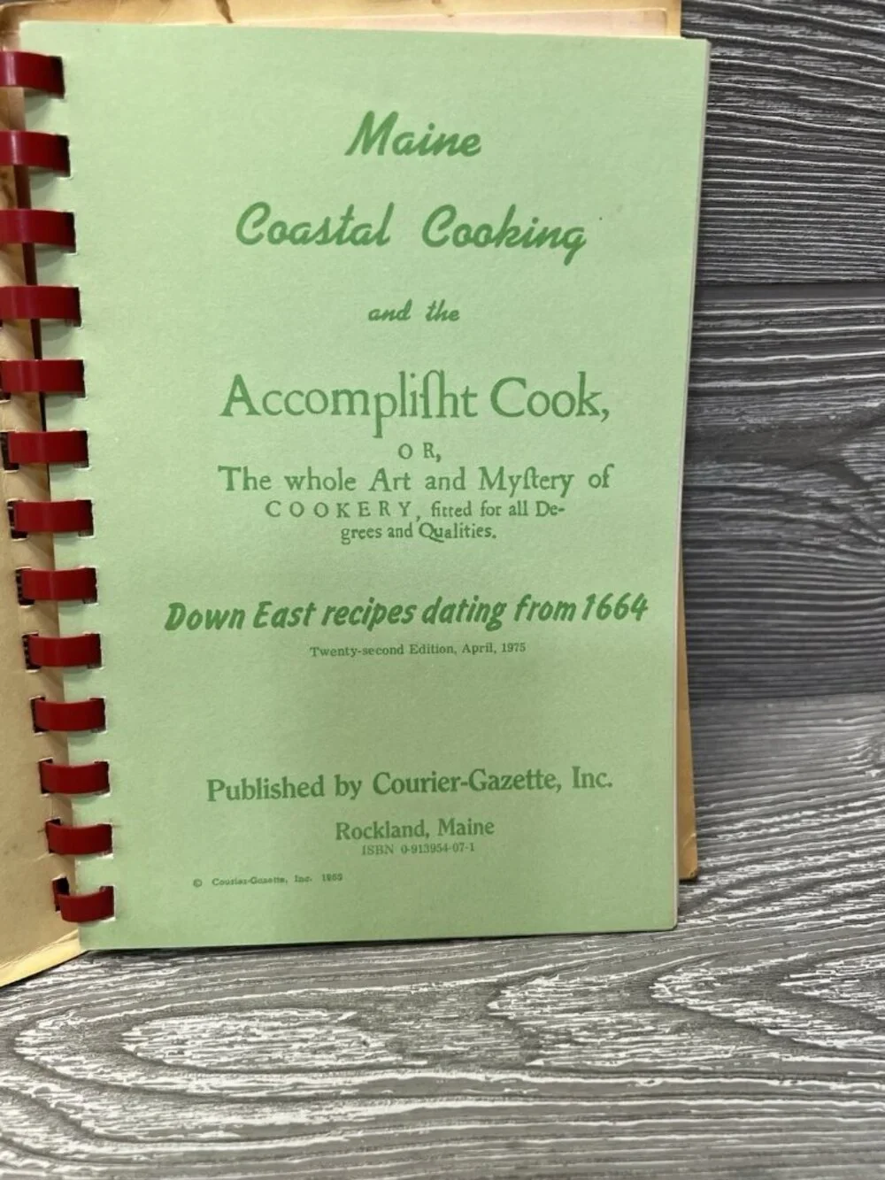 Maine Coastal Cooking Cookbook Recipe Book Vintage 1975 Spiral Paperback